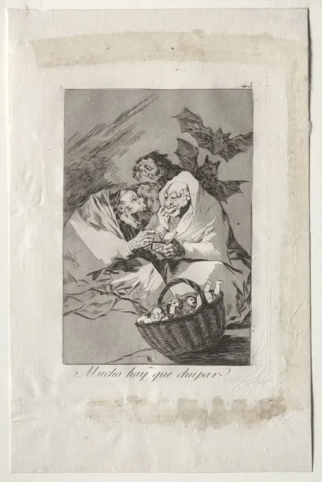 Framed Print : Caprichos: There is Plenty to Suck, 1799. Creator: Francisco de Goya (Spanish, 1746-1828) Framed Print : Caprichos: There is Plenty to Suck, 1799. Creator: Francisco de Goya (Spanish, 1746-1828)