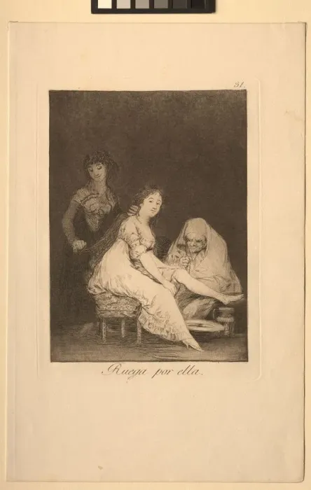 Framed Print : Caprichos: She Prays for Her. Creator: Francisco de Goya (Spanish, 1746-1828) Framed Print : Caprichos: She Prays for Her. Creator: Francisco de Goya (Spanish, 1746-1828)