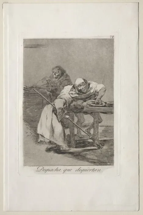 Framed Print : Caprichos: Be Quick, They are Waking Up. Creator: Francisco de Goya (Spanish, 1746-1828) Framed Print : Caprichos: Be Quick, They are Waking Up. Creator: Francisco de Goya (Spanish, 1746-1828)