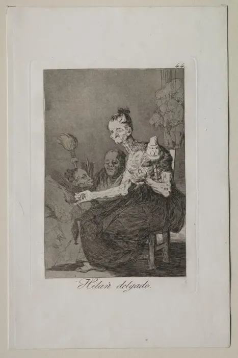Framed Print : Caprichos: They Spin Finely. Creator: Francisco de Goya (Spanish, 1746-1828) Framed Print : Caprichos: They Spin Finely. Creator: Francisco de Goya (Spanish, 1746-1828)