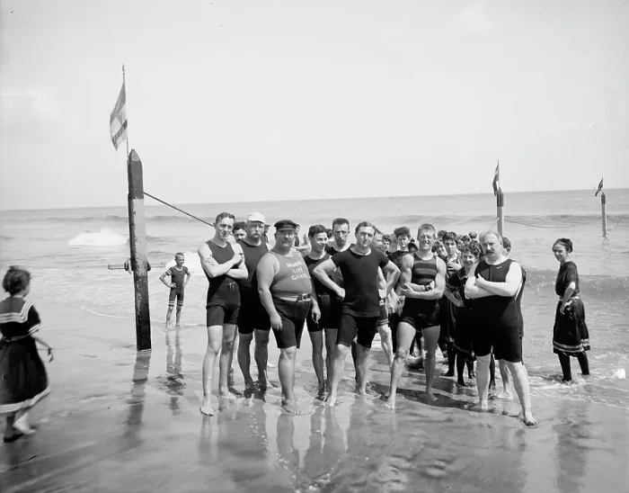 Framed Print : Capt. Riley and lifeguards, Coney Island, N.Y. between 1900 and 1905. Creator: Unknown Framed Print : Capt. Riley and lifeguards, Coney Island, N.Y. between 1900 and 1905. Creator: Unknown