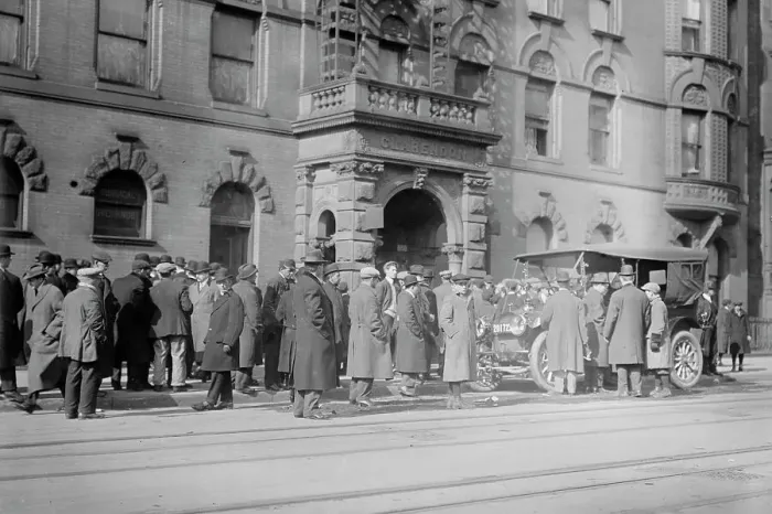 Framed Print : Before Capt. Walsh's, between c1910 and c1915. Creator: Bain News Service Framed Print : Before Capt. Walsh's, between c1910 and c1915. Creator: Bain News Service