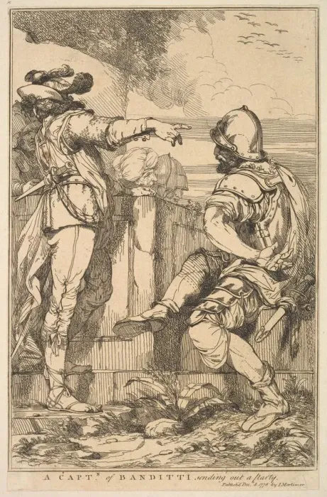 Framed Print : A Captain of Banditti Sending Out a Party (from Fifteen Etchings Dedicated to