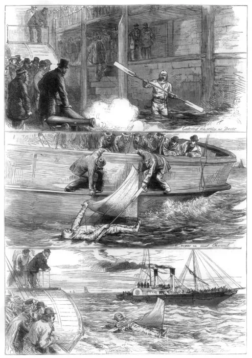 Framed Print : Captain Boytons voyage across the Channel, 1875 Framed Print : Captain Boytons voyage across the Channel, 1875