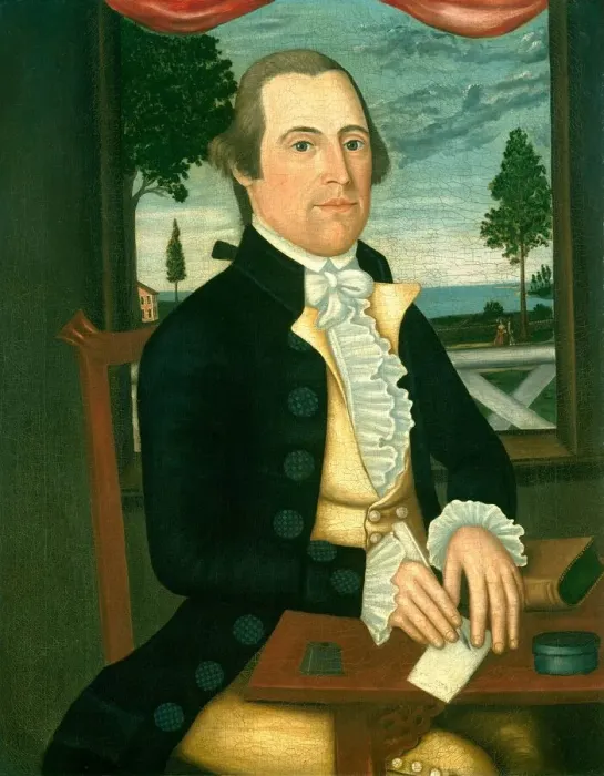 Framed Print : Captain Elisha Denison, c. 1790. Creators: Denison Limner, Joseph Steward Framed Print : Captain Elisha Denison, c. 1790. Creators: Denison Limner, Joseph Steward