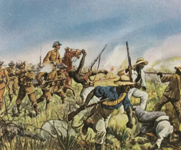 Framed Print : Captain Franke fighting the Hereros, 1904, (1936). Creator: Unknown Framed Print : Captain Franke fighting the Hereros, 1904, (1936). Creator: Unknown