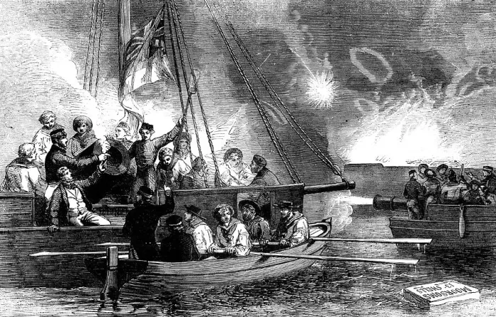 Framed Print : Captain Glasse, and his Chief Engineer, H.M.S. Vulture, superintending the repairs of the Mortars Creator: Unknown. Captain Glasse, and his Chief Engineer, H.M.S. Vulture, superintending the repairs of the Mortars Creator: Unknown Framed Print : Captain Glasse, and his Chief Engineer, H.M.S. Vulture, superintending the repairs of the Mortars Creator: Unknown. Captain Glasse, and his Chief Engineer, H.M.S. Vulture, superintending the repairs of the Mortars Creator: Unknown