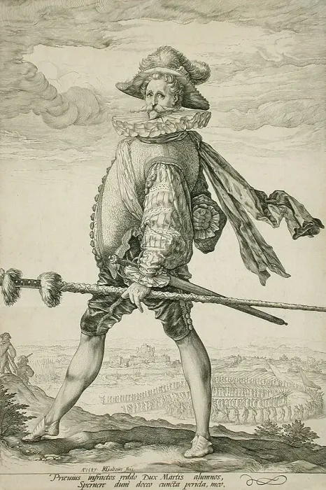 Framed Print : The Captain of the Infantry Marching to the Left, 1587. Creator: Hendrik Goltzius Framed Print : The Captain of the Infantry Marching to the Left, 1587. Creator: Hendrik Goltzius