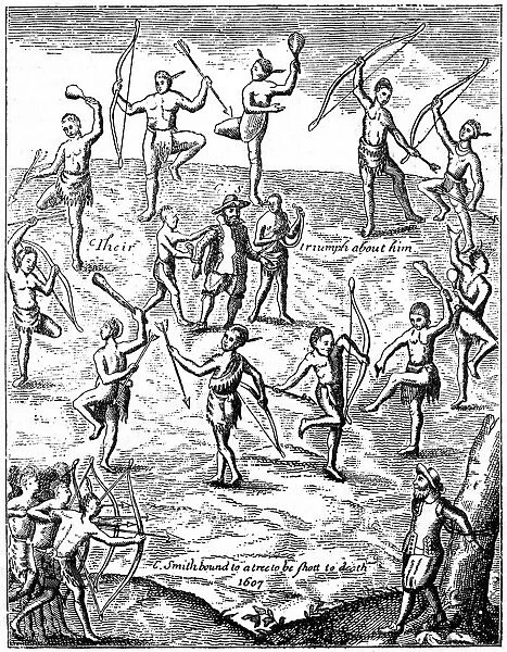 Captain John Smith taken prisoner by the Indians, Virgina, 1607 (c1880)