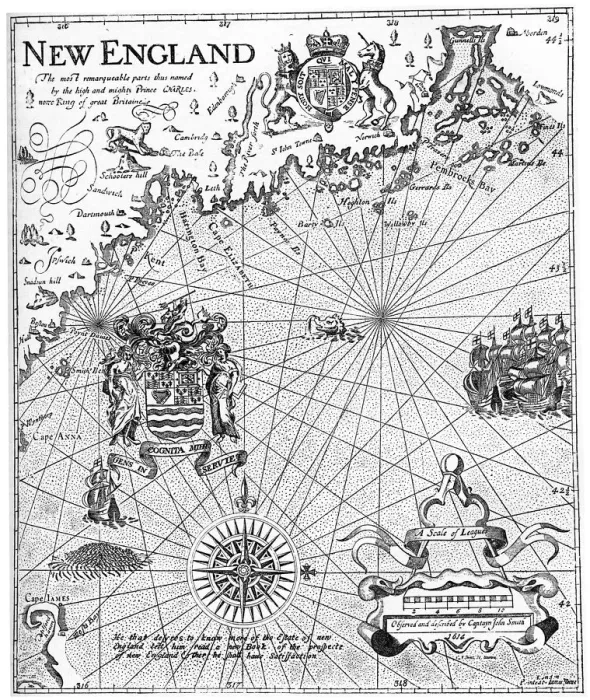 Framed Print : Part of Captain John Smiths map of New England, 17th century (c1880) Framed Print : Part of Captain John Smiths map of New England, 17th century (c1880)