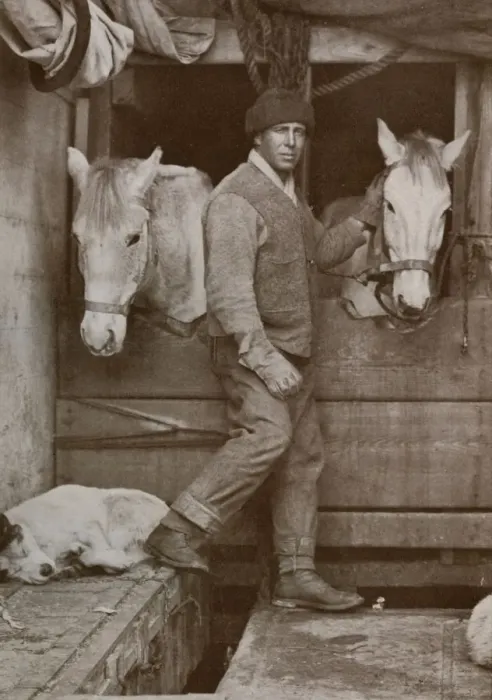 Framed Print : Captain Oates and Ponies on the Terra Nova, c1910-1913, (1913). Artist Framed Print : Captain Oates and Ponies on the Terra Nova, c1910-1913, (1913). Artist