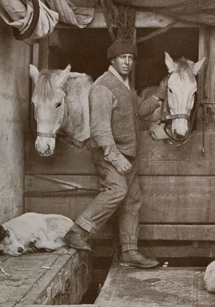 Captain Oates and Ponies on the Terra Nova, c1910–1913, (1913). Artist