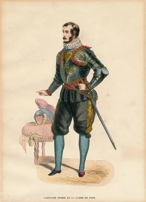 Framed Print : A Captain of the Popes Swiss Guard, c. 1900s Framed Print : A Captain of the Popes Swiss Guard, c. 1900s