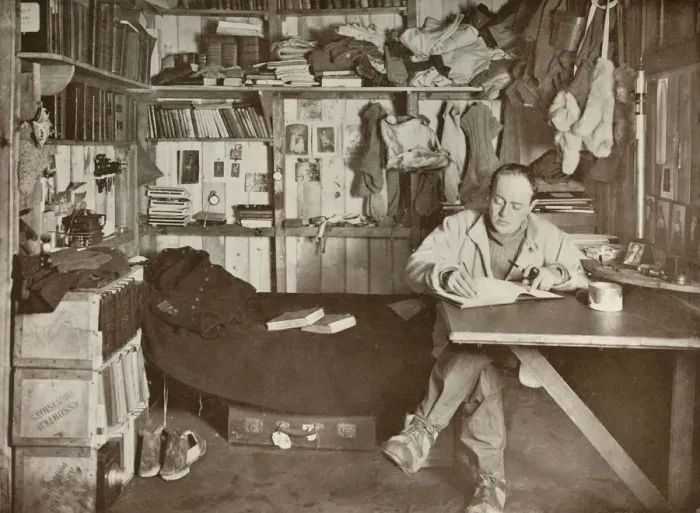 Framed Print : Captain Scott in His Den, c1911, (1913). Artist: Herbert Ponting Framed Print : Captain Scott in His Den, c1911, (1913). Artist: Herbert Ponting