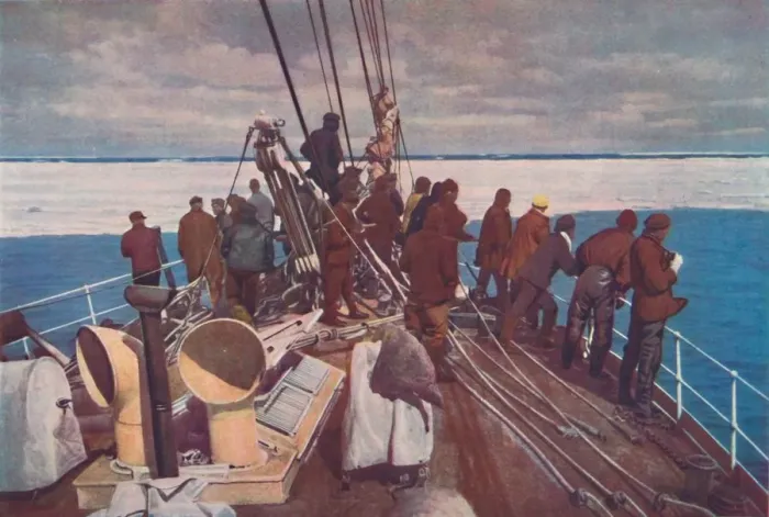 Framed Print : Captain Scotts ship, the Terra Nova, entering pack ice of South Polar Regions Framed Print : Captain Scotts ship, the Terra Nova, entering pack ice of South Polar Regions