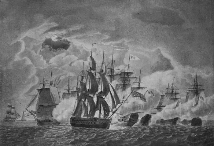 Framed Print : Captain Trollopes Famous Action, c1800. Artist: Robert Dodd Framed Print : Captain Trollopes Famous Action, c1800. Artist: Robert Dodd