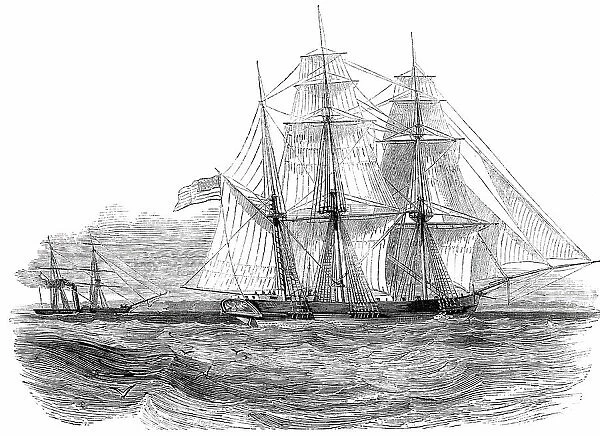 Capture of the 'Anne D. Richardson' Slaver, by H.M. Steam-Frigate 'Pluto', 1850. Creator: Unknown. Capture of the 'Anne D. Richardson' Slaver, by H.M. Steam-Frigate 'Pluto', 1850. Creator: Unknown