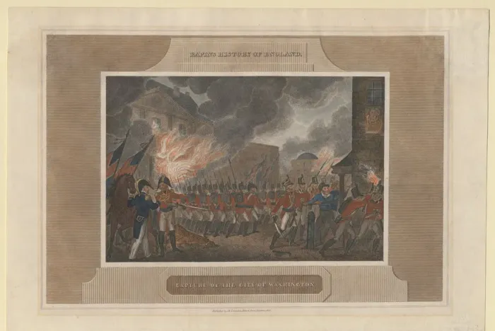 Framed Print : Capture and Burning of the city of Washington, 1815. Artist: Anonymous Framed Print : Capture and Burning of the city of Washington, 1815. Artist: Anonymous