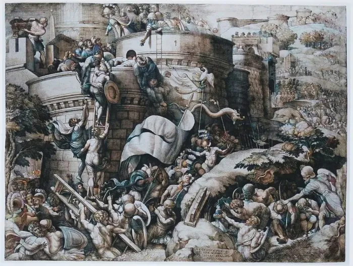 Framed Print : The Capture of Carthagena by Scipio and His Troops, 1539. Creator: Georg Pencz