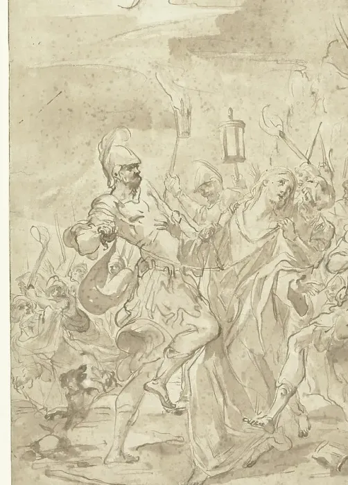 Framed Print : The capture of Christ, 1666-1727. Creator: Giovanni Antonio Burrini Framed Print : The capture of Christ, 1666-1727. Creator: Giovanni Antonio Burrini