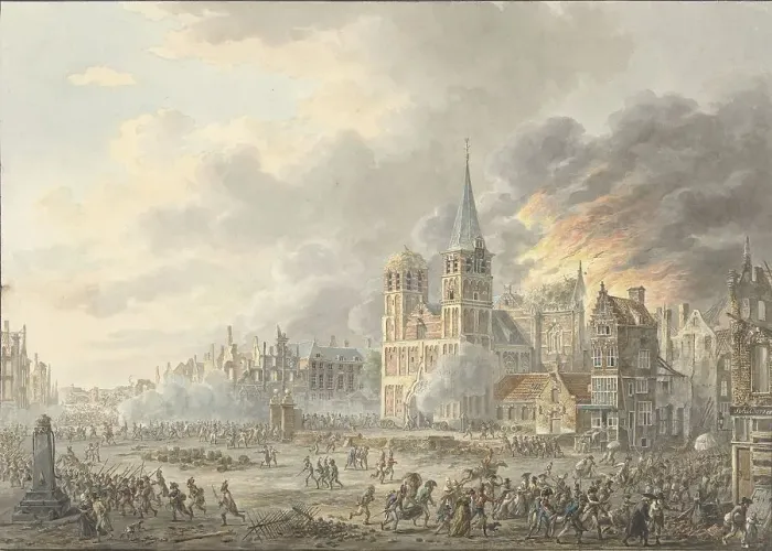 Framed Print : The capture of a city by French troops, 1801. Creator: Dirk Langendijk Framed Print : The capture of a city by French troops, 1801. Creator: Dirk Langendijk