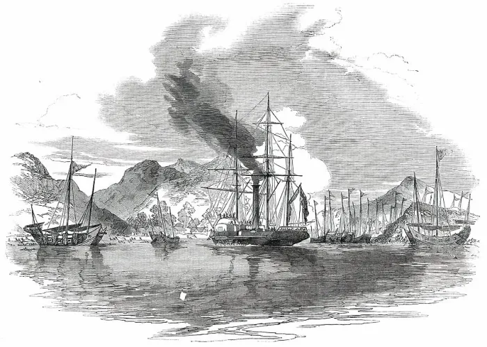 Framed Print : Capture and Destruction of Thirteen Piratical Chinese Junks... 1850. Creator: Unknown Framed Print : Capture and Destruction of Thirteen Piratical Chinese Junks... 1850. Creator: Unknown