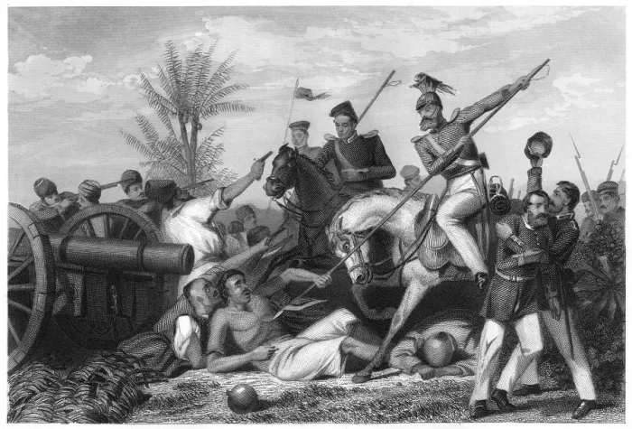 Framed Print : Capture of a gun at Banda, 1858, (c1860) Framed Print : Capture of a gun at Banda, 1858, (c1860)