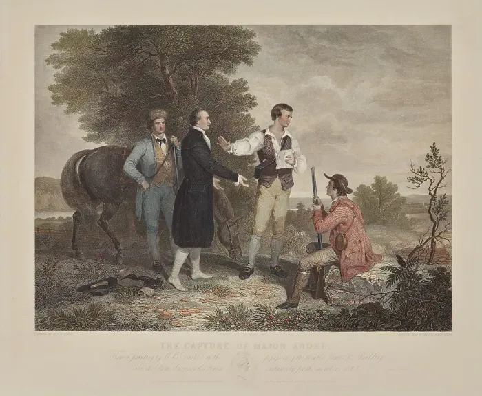 Framed Print : The Capture of Major Andre, 1845. Creators: Asher Brown Durand, James Smillie, Robert Hinshelwood Framed Print : The Capture of Major Andre, 1845. Creators: Asher Brown Durand, James Smillie, Robert Hinshelwood
