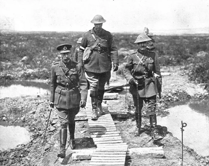 Framed Print : Capture of Messines Ridge; King George V, with Canadian General Currie... 1917 Creator: Unknown Framed Print : Capture of Messines Ridge; King George V, with Canadian General Currie... 1917 Creator: Unknown