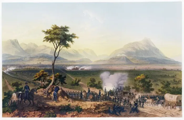 Framed Print : Capture of Monterey, pub. 1851. Creator: Carl Nebel (1805 - 1855) Framed Print : Capture of Monterey, pub. 1851. Creator: Carl Nebel (1805 - 1855)