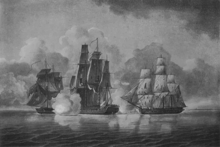 Framed Print : Capture of the Pallas, c1801. Artist: William Anderson Framed Print : Capture of the Pallas, c1801. Artist: William Anderson