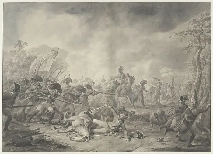 Framed Print : Capture of the Russian General Hermann during the Battle of Bergen, 1799, (c.1799-c.1805). Creator: Dirk Langendijk Framed Print : Capture of the Russian General Hermann during the Battle of Bergen, 1799, (c.1799-c.1805). Creator: Dirk Langendijk