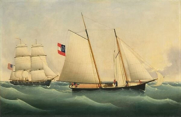 Capture of the 'Savannah' by the 'U. S. S. Perry', 1861. Creator: Fritz Müller. Capture of the 'Savannah' by the 'U. S. S. Perry', 1861. Creator: Fritz Müller