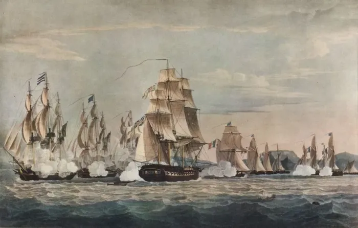 Framed Print : Capture of the Sparviere, c1811. Artist: Nicholas Pocock Framed Print : Capture of the Sparviere, c1811. Artist: Nicholas Pocock