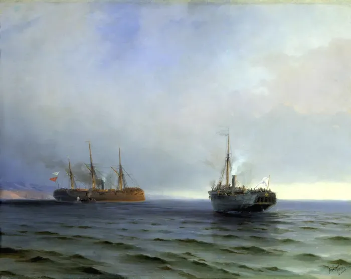 Framed Print : Capture of the Turkish military transport Messina, 13th December 1877 Framed Print : Capture of the Turkish military transport Messina, 13th December 1877