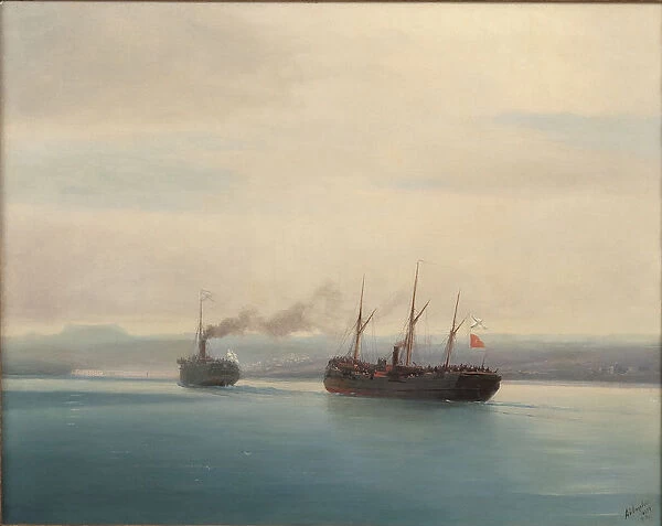 Capture of the Turkish Troopship Mersina by the Steamer Russia on 13 December 1877, 1877. Artist: Aivazovsky, Ivan Konstantinovich (1817-1900)