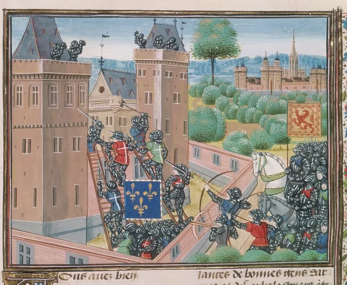 Framed Print : The capture of Wark Castle, c1460-c1480. Creator: Unknown Framed Print : The capture of Wark Castle, c1460-c1480. Creator: Unknown