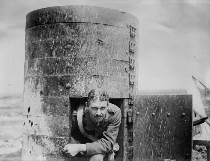Framed Print : Captured armored observation tank of Germans, between c1915 and c1920. Creator: Bain News Service Framed Print : Captured armored observation tank of Germans, between c1915 and c1920. Creator: Bain News Service