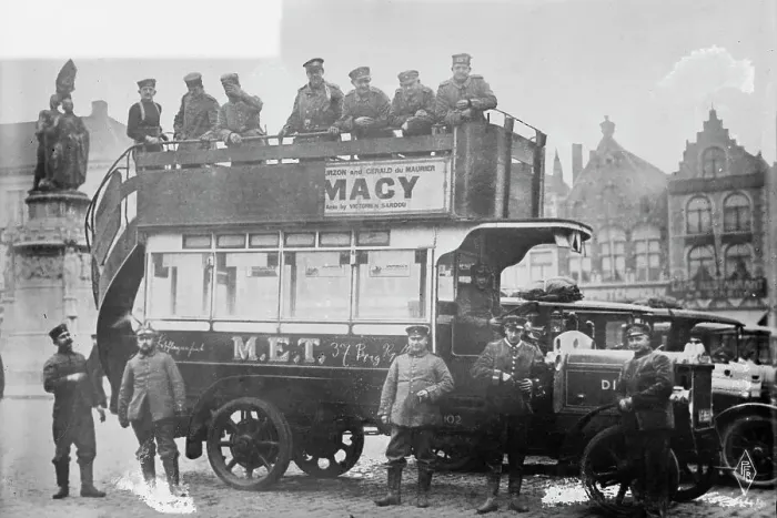 Framed Print : Captured English autobus used by Germans in Belg. [i.e. Belgium], between 1914 and c1915. Creator: Bain News Service