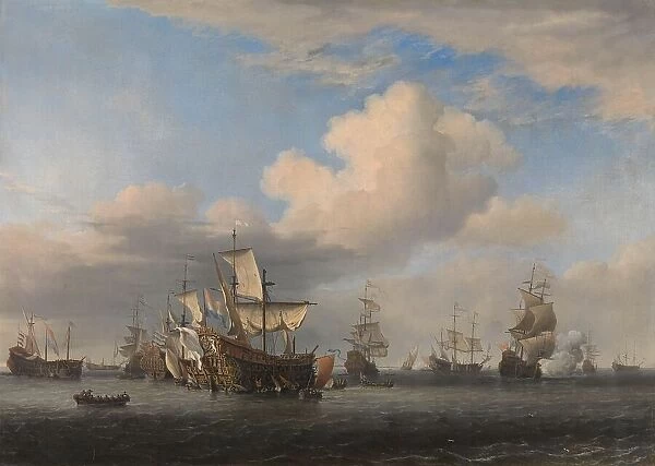 Captured English Ships after the Four Days Battle, c.1666. Creator: Willem van de Velde the Younger