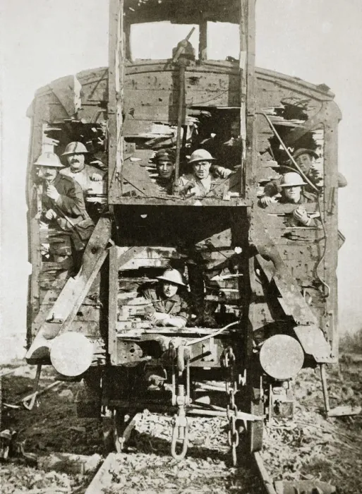 Framed Print : Captured German railway carriage, the Ancre, France, World War I, 1916 Framed Print : Captured German railway carriage, the Ancre, France, World War I, 1916