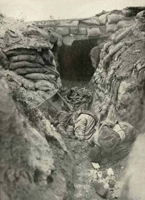 Framed Print : A Captured German Trench, (1919). Creator: Unknown Framed Print : A Captured German Trench, (1919). Creator: Unknown