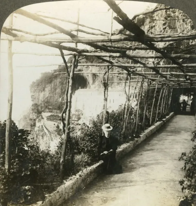 Framed Print : Capuchin convent (hotel) and cliffs at Amalfi (W. ), Italy, c1909. Creator: Unknown