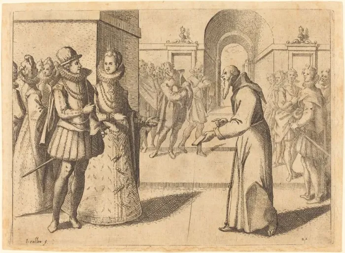 Framed Print : A Capucin bringing thanks of the King of Bavaria, 1612. Creator: Jacques Callot Framed Print : A Capucin bringing thanks of the King of Bavaria, 1612. Creator: Jacques Callot