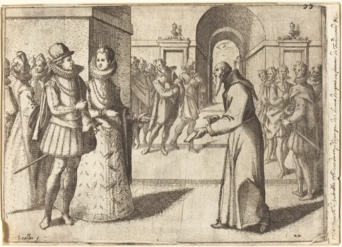 Framed Print : A Capucin bringing the thanks of the King of Bavaria [recto], 1612