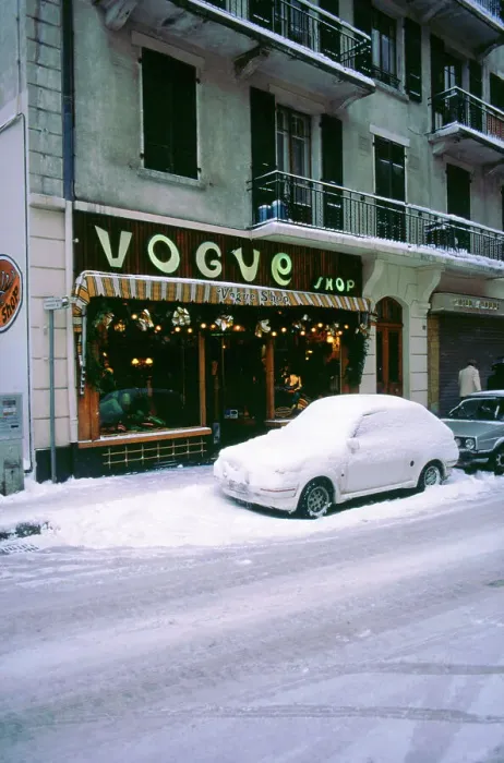 Framed Print : Car covered in snow in French street Framed Print : Car covered in snow in French street