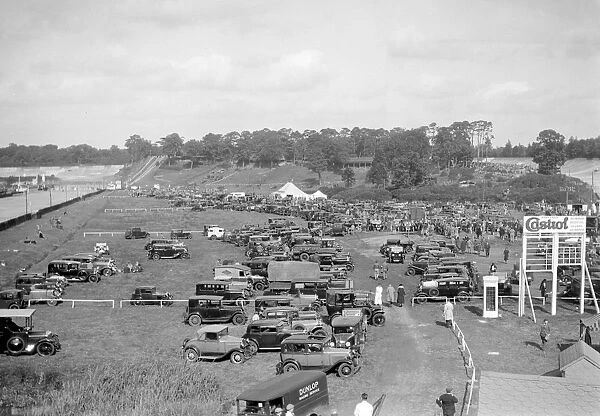 Car park at Brooklands motor racing circuit. Artist: Bill Brunell