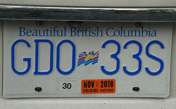 Car Registration plate, British Columbia, Canada. Creator: Unknown