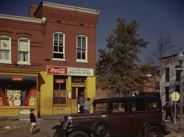 Framed Print : Car in front of Shulmans Market on N at Union St. S. W. Washington, D. C. between 1941 and 1942. Creator: Louise Rosskam Framed Print : Car in front of Shulmans Market on N at Union St. S. W. Washington, D. C. between 1941 and 1942. Creator: Louise Rosskam