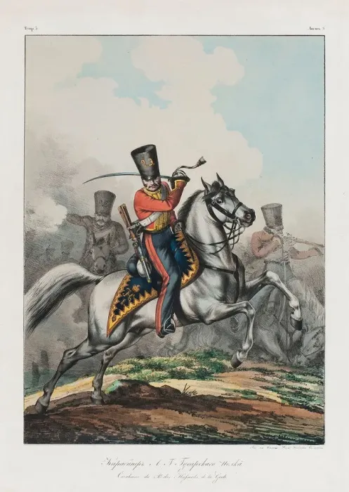 Framed Print : Carabinier of Hussar regiment, 1830s. Artist: Belousov, Lev Alexandrovich (1806-1864) Framed Print : Carabinier of Hussar regiment, 1830s. Artist: Belousov, Lev Alexandrovich (1806-1864)